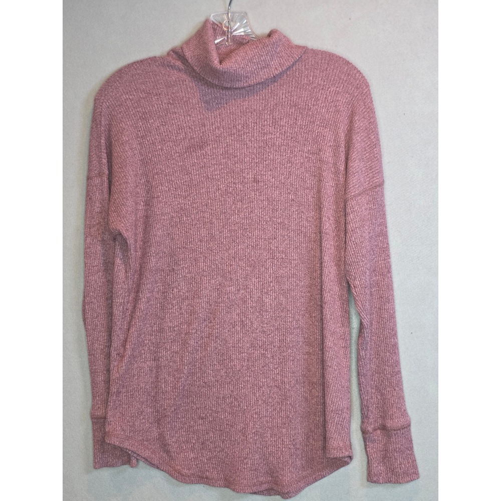 American Eagle Sweater Women Small Mauve Pink Ribbed Turtleneck Soft Long Sleeve